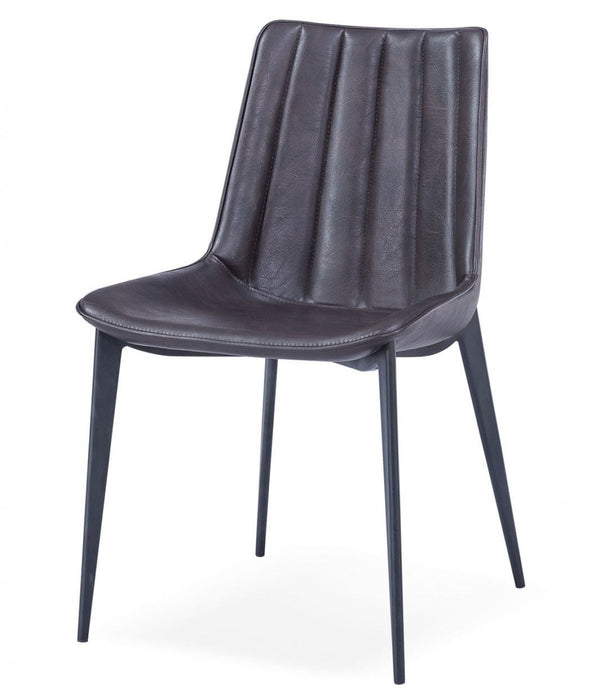 Set of Two Brown Black Modern Dining Chairs