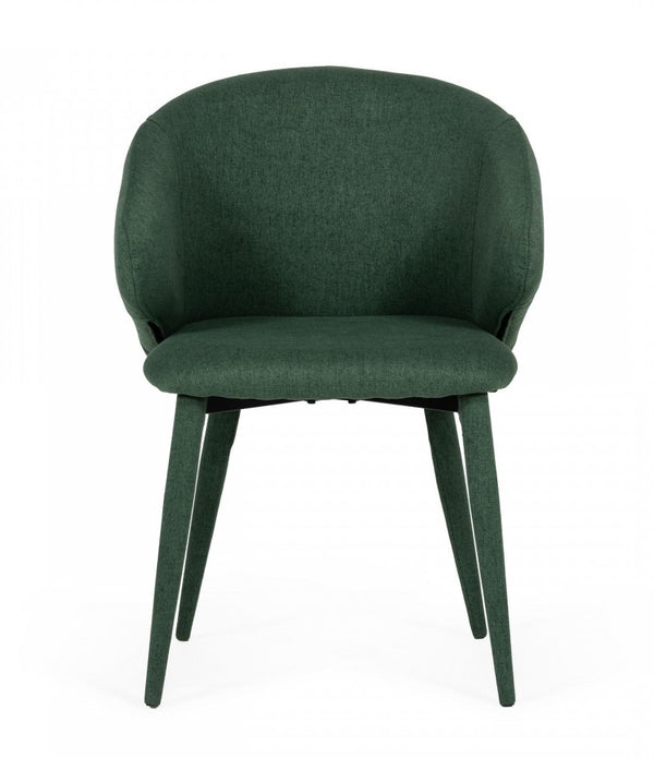 Set of Two Green Fabric Wrapped Dining Chairs