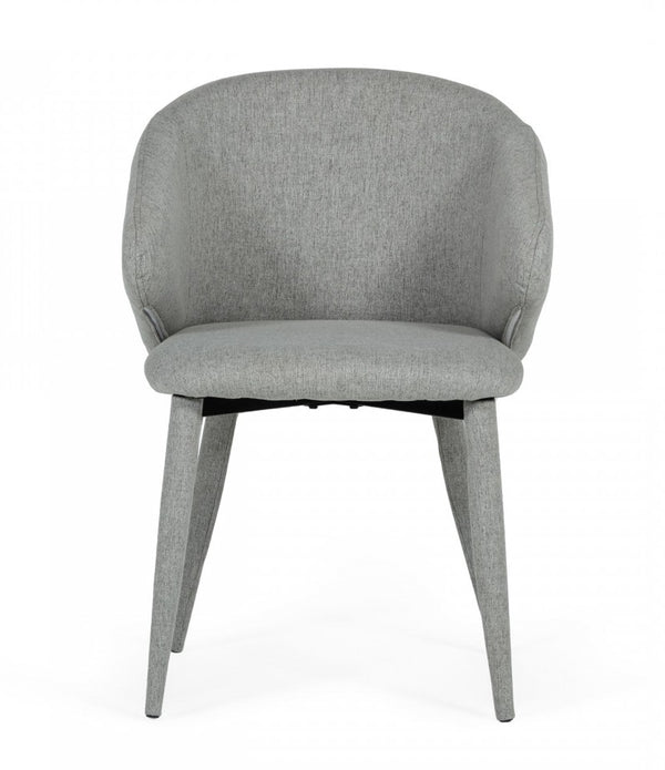 Set of Two Gray Fabric Wrapped Dining Chairs