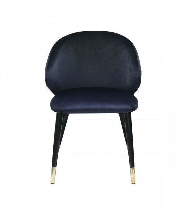 Set of Two Blue Velvet Dining Chairs