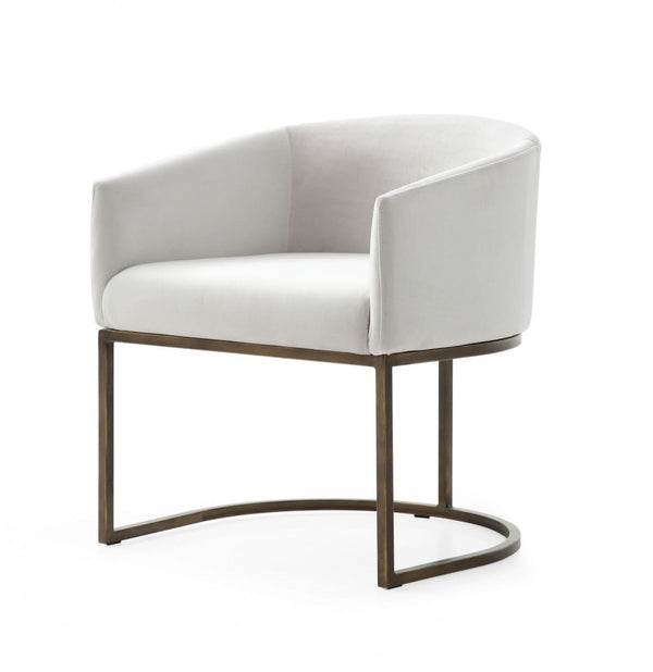 White Velvet Brass Modern Dining Chair