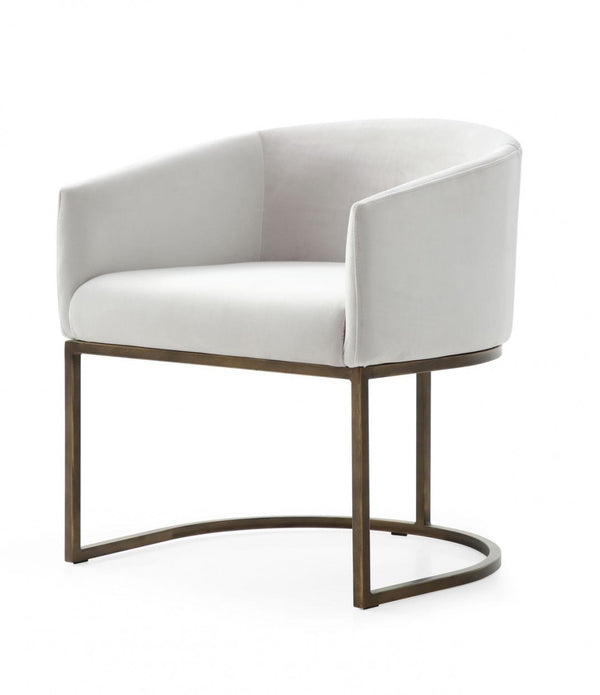 White Velvet Brass Modern Dining Chair