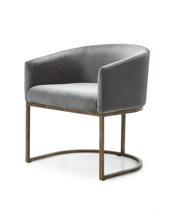 Gray Velvet Brass Modern Dining Chair