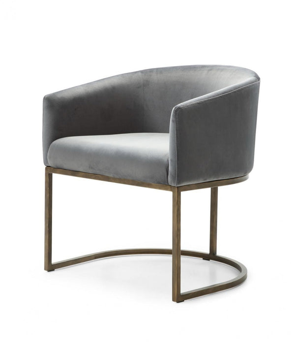 Gray Velvet Brass Modern Dining Chair