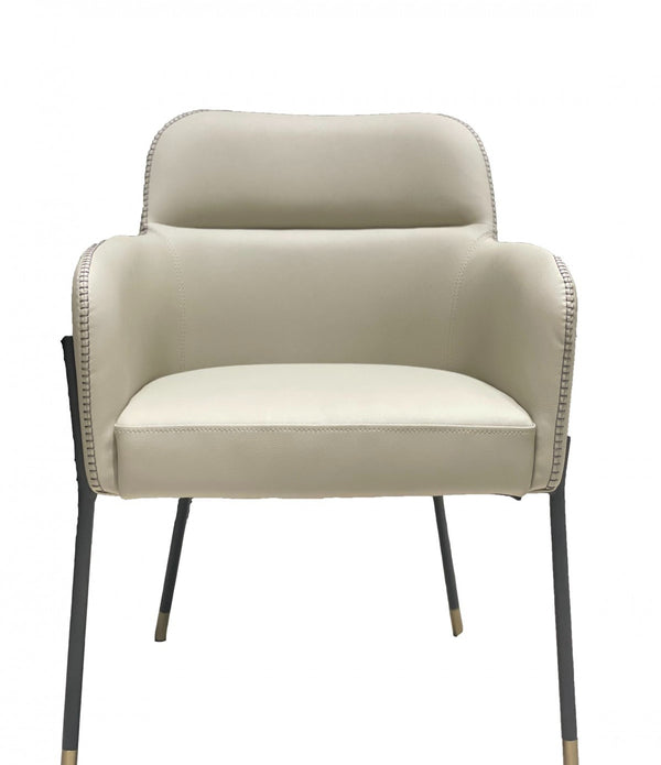 Pale Gray Faux Leather Modern Dining or Side Chair