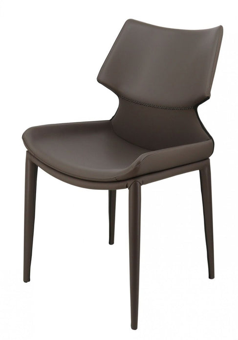 Set of Two Gray Faux Leather Wrapped Dining Chairs