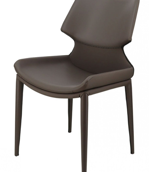 Set of Two Gray Faux Leather Wrapped Dining Chairs