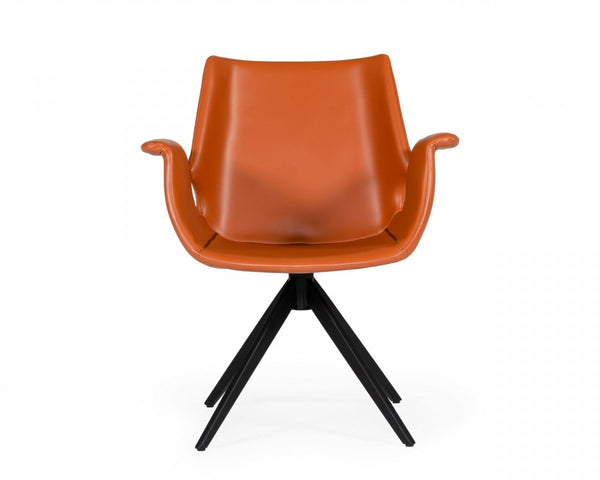 Cognac Faux Leather Dining Chair