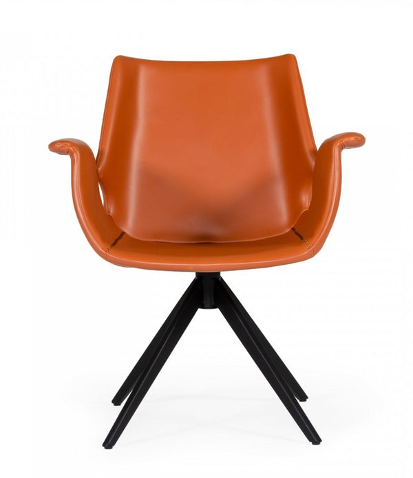 Cognac Faux Leather Dining Chair