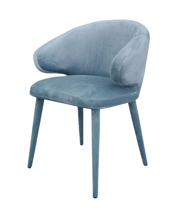 Blue Gray Fabric Wrapped Dining Chair