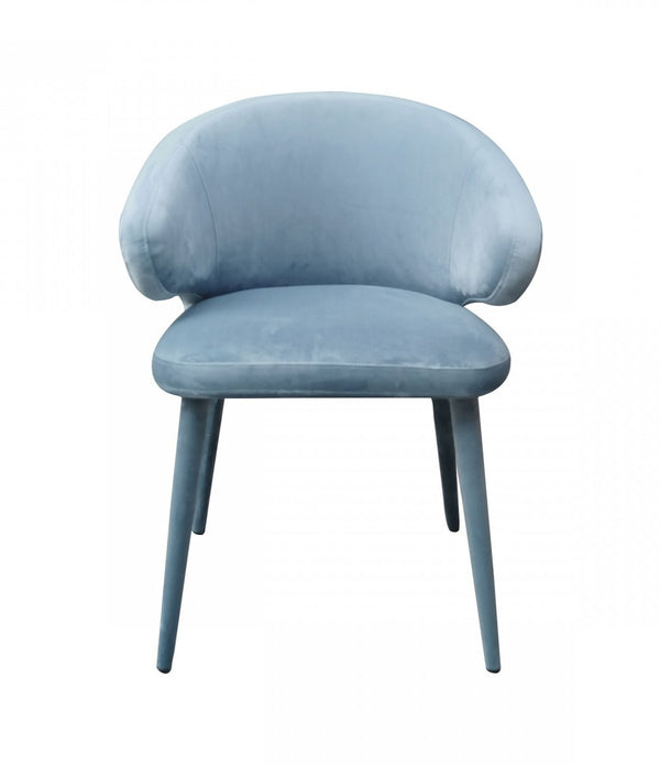 Blue Gray Fabric Wrapped Dining Chair