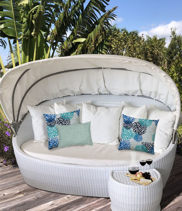 Set of 3 Seafoam Blooms Indoor Outdoor Zippered Pillow Covers