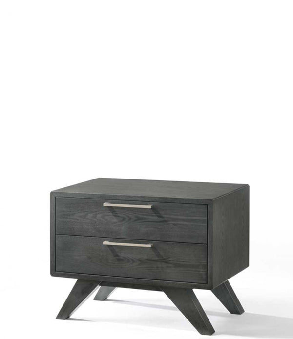 Modern Gray Wash Nightstand with Two Drawers