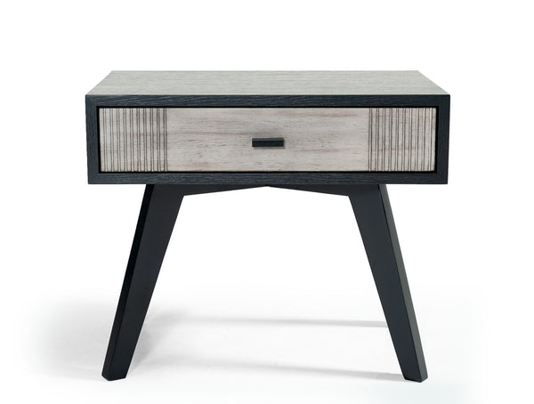 Black and Gray Contemporary Wooden Nightstand with Single Drawer