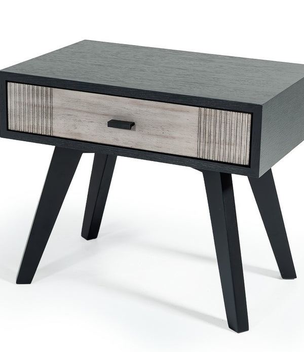 Black and Gray Contemporary Wooden Nightstand with Single Drawer