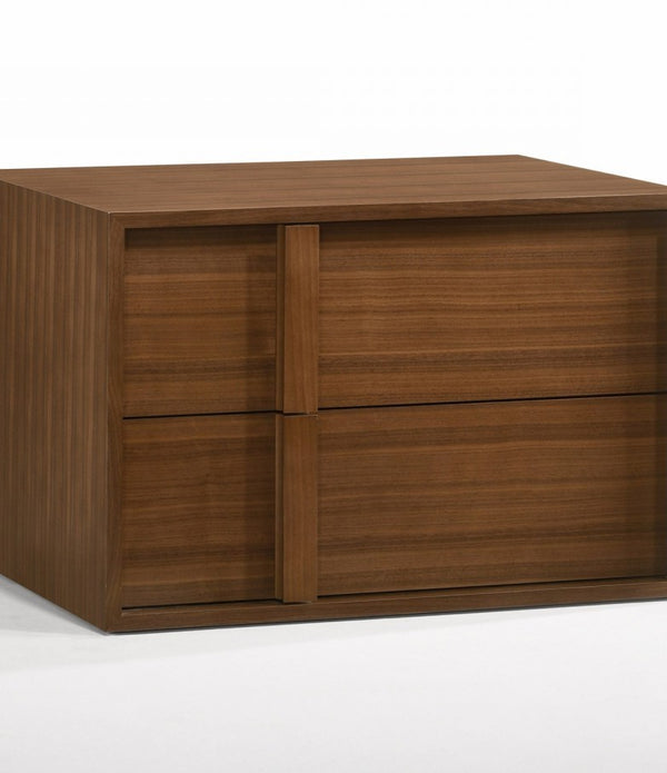 Modern Walnut Nightstand with Two Integrated Drawers