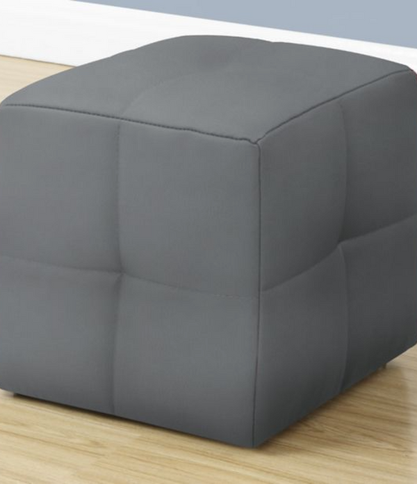 Set of 2 Kids Gray Faux Leather Ottomans