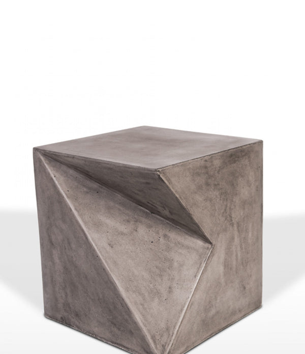 Asymmetric Dark Gray Concrete Cubed Stool