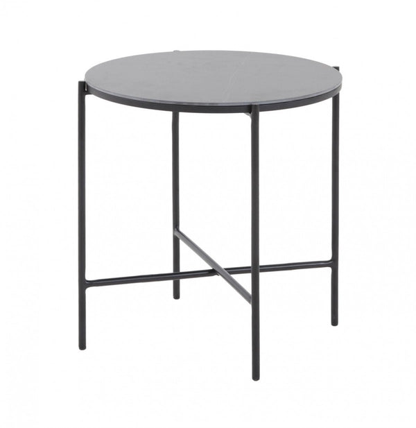 Modern Industrial Black Round Ceramic Side Table