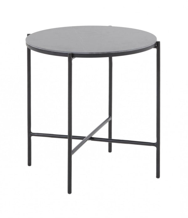 Modern Industrial Black Round Ceramic Side Table