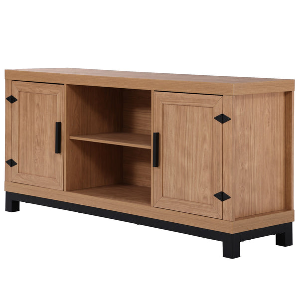 Natural Oak Classic TV Stand with Adjustable Shelves