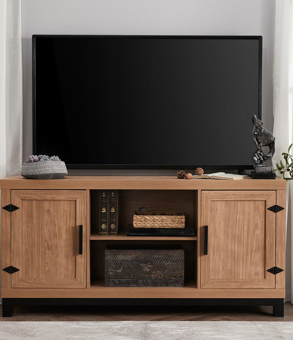 Natural Oak Classic TV Stand with Adjustable Shelves