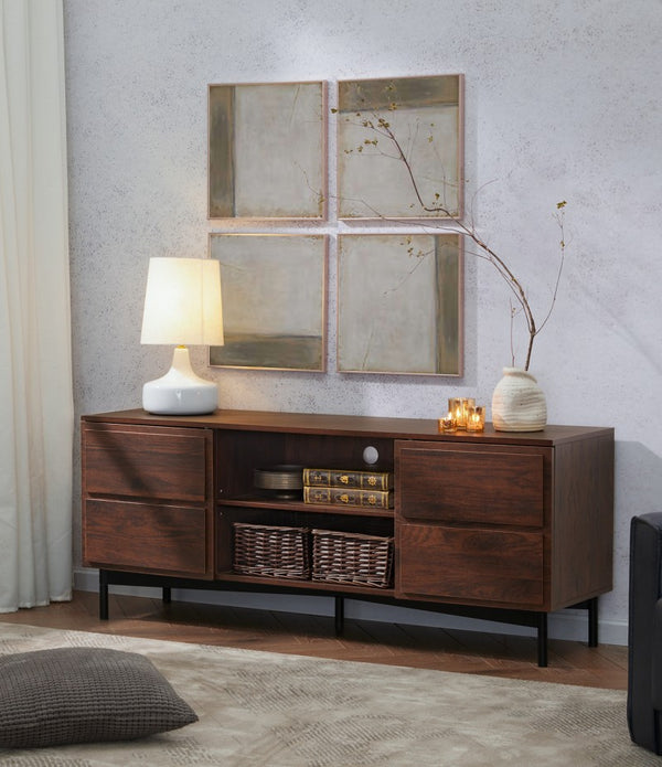 Walnut Brown Classic Wooden TV Stand