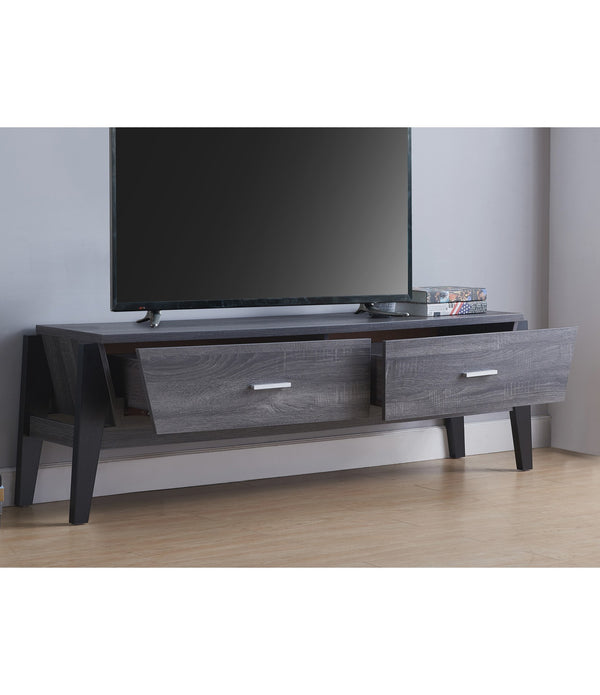 Contemporary Distressed Gray and Black TV Stand