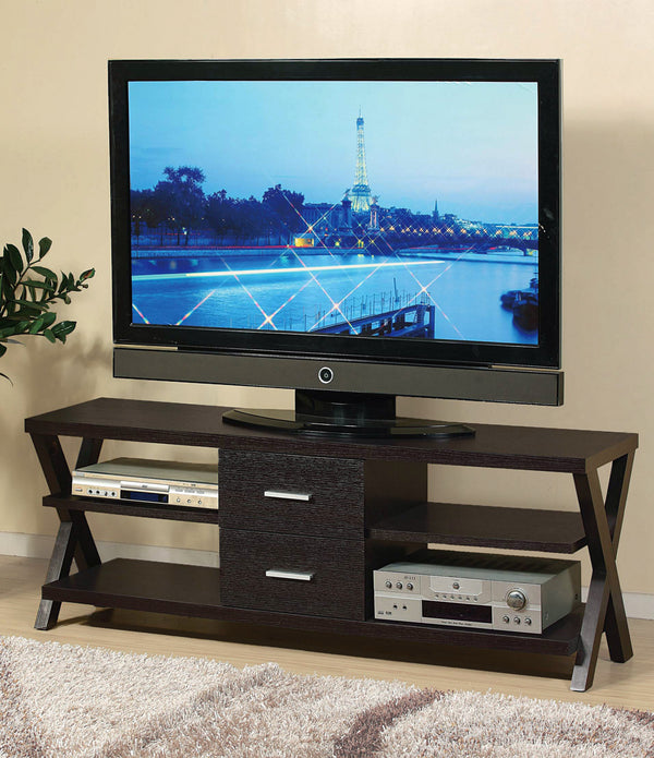 Modern Rustic Red Cocoa TV Stand with Two Drawers