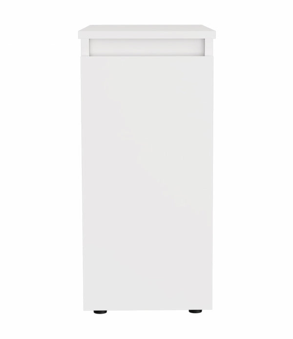 White Bathroom Cabinet with Top Shelf and Sliding Drawer