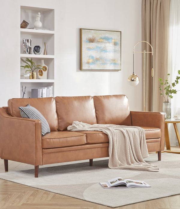 Brown Faux Leather Modern Modular Sofa