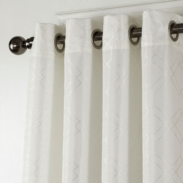 84" Ivory Linework Textured Window Curtain Panel