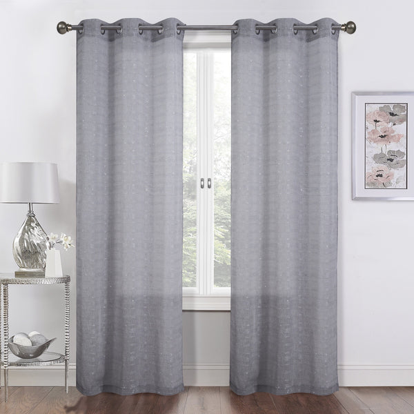 Set of Two 84"  Gray Shimmery Window Curtain Panels