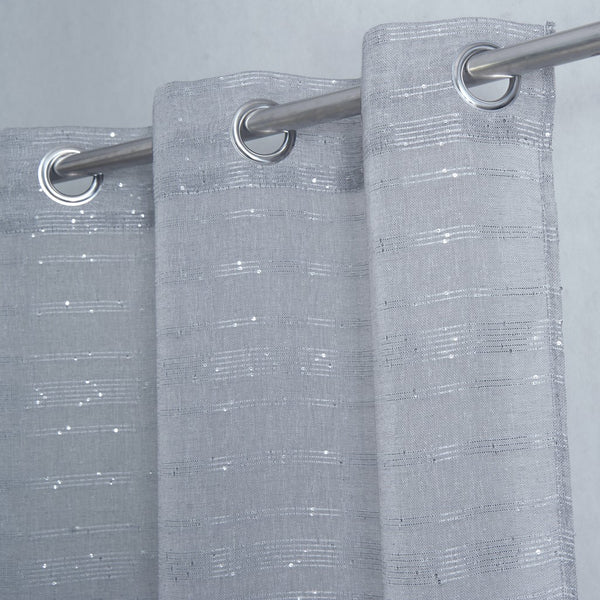 Set of Two 84"  Gray Shimmery Window Curtain Panels