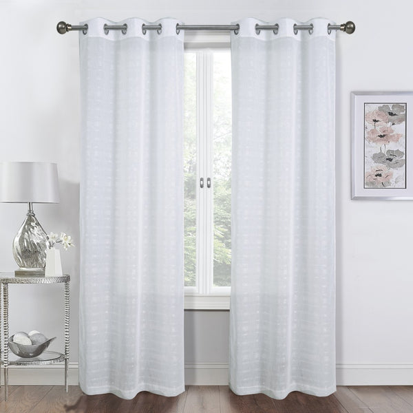 Set of Two 96"  White Shimmery Window Curtain Panels