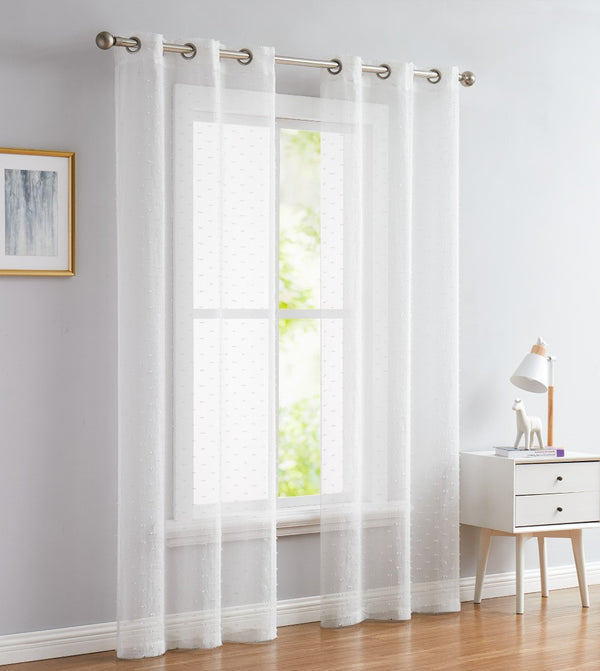 84” White Sprinkled Embellishment Window Curtain Panel