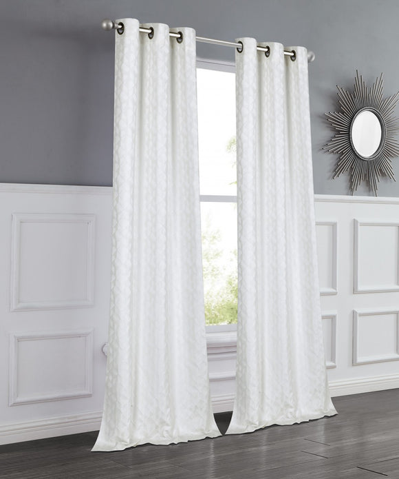 Set of Two 84"  White Textured Window Curtain Panels