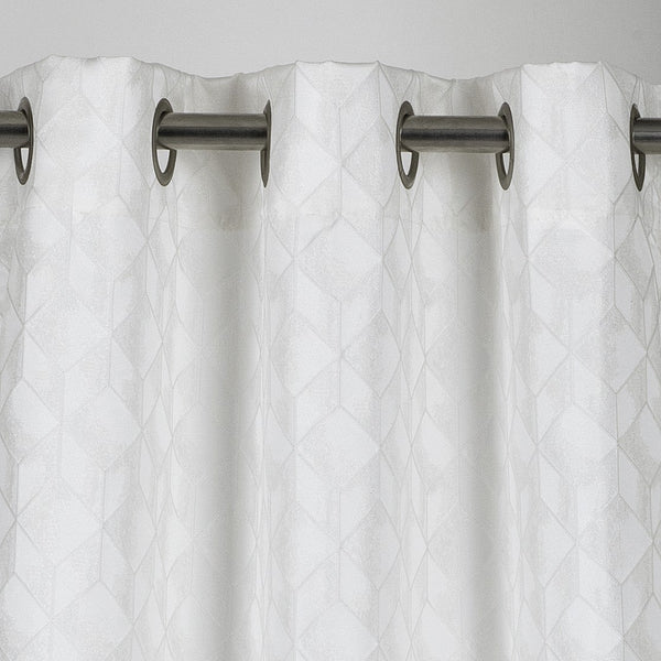 Set of Two 84"  White Textured Window Curtain Panels