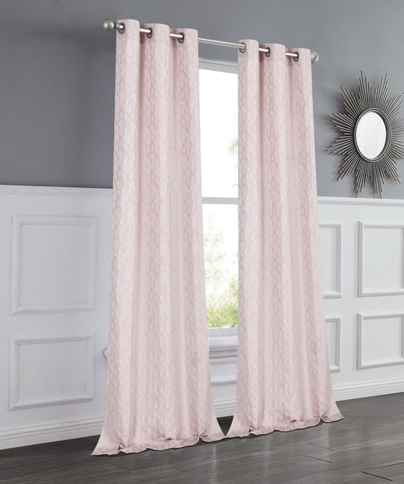 Set of Two 84"  Blush Textured Window Curtain Panels