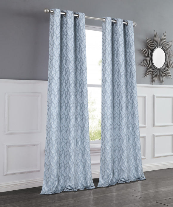 Set of Two 84"  Blue Textured Window Curtain Panels