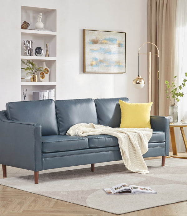 Blue Faux Leather Modern Modular Sofa