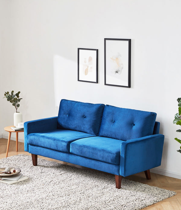 Blue Velvet Modern Tufted Modular Sofa