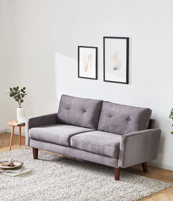 Gray Velvet Modern Tufted Modular Sofa