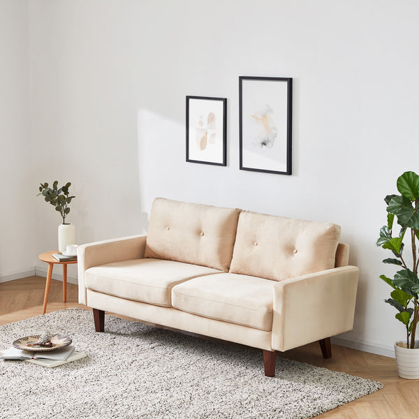 Beige Velvet Modern Tufted Modular Sofa