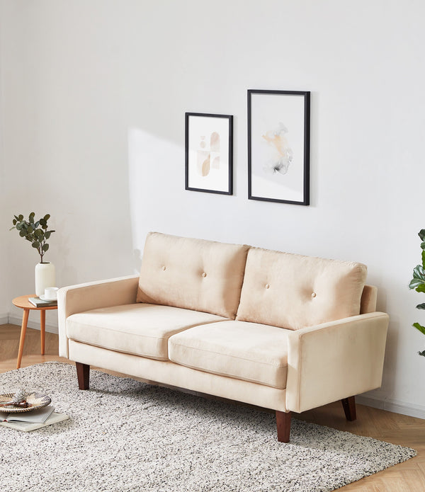 Beige Velvet Modern Tufted Modular Sofa