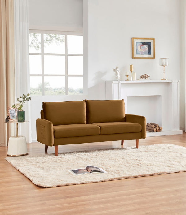 Ginger Contemporary Velvet Sofa with Side Pockets