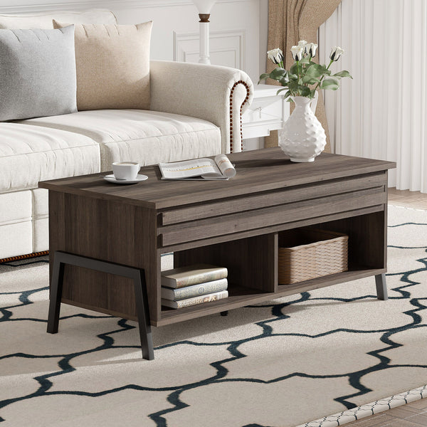 Brown Wooden Coffee Table with Lift Top