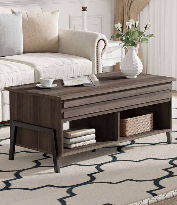 Brown Wooden Coffee Table with Lift Top