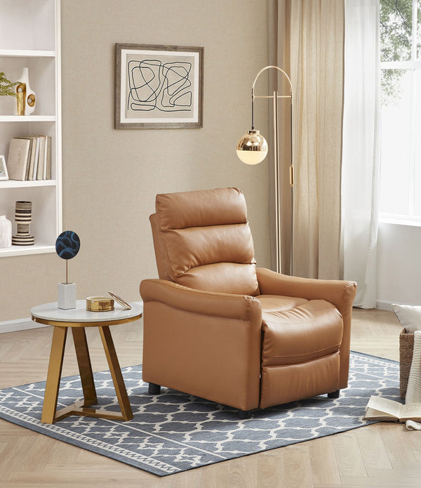 Camel Brown Faux Leather Manual Recliner Chair