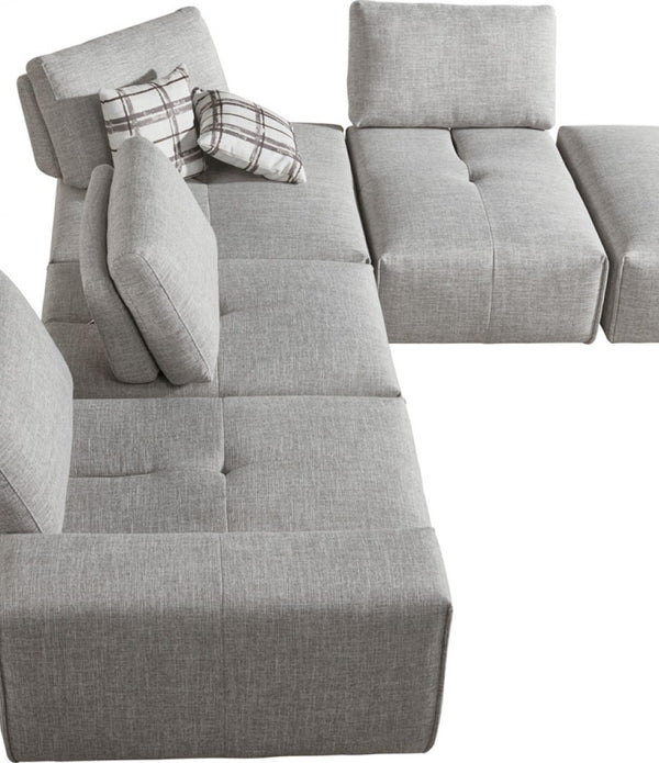 Mod Gray Fabric Chunky Modular Sectional Sofa